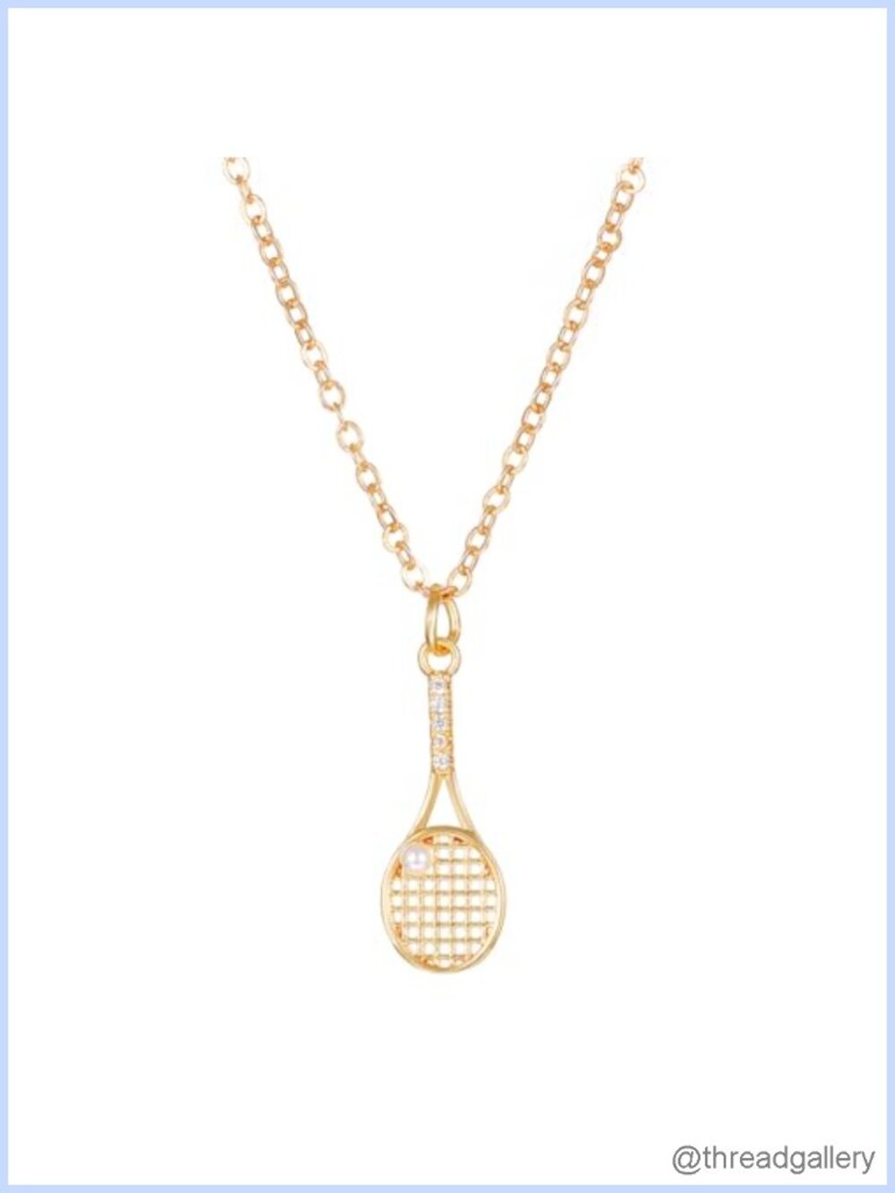 Gold Plated Tennis Racket Pendant Necklace Mini Sport Ball Racquet Crystal